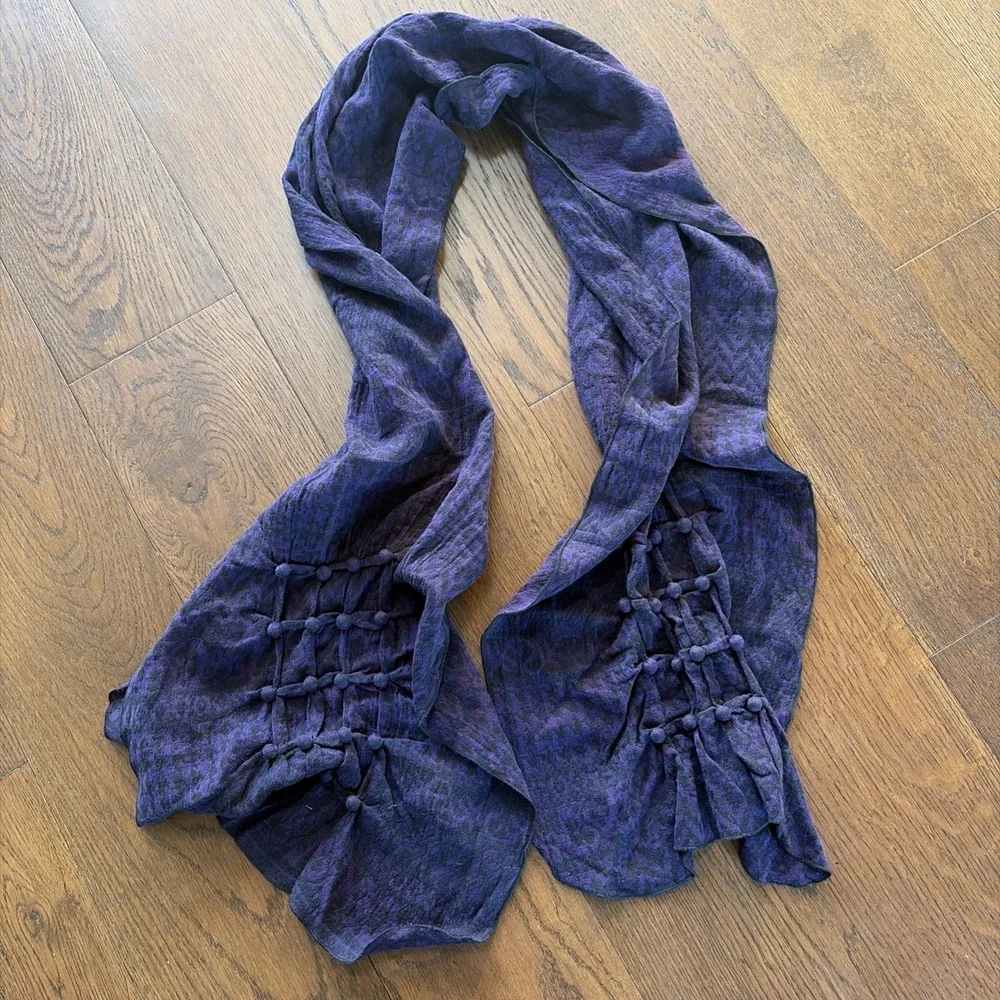 Women Purple Textured Scarf Wrap Shawl |‎ Coldwater Creek Boho Style Lightweight